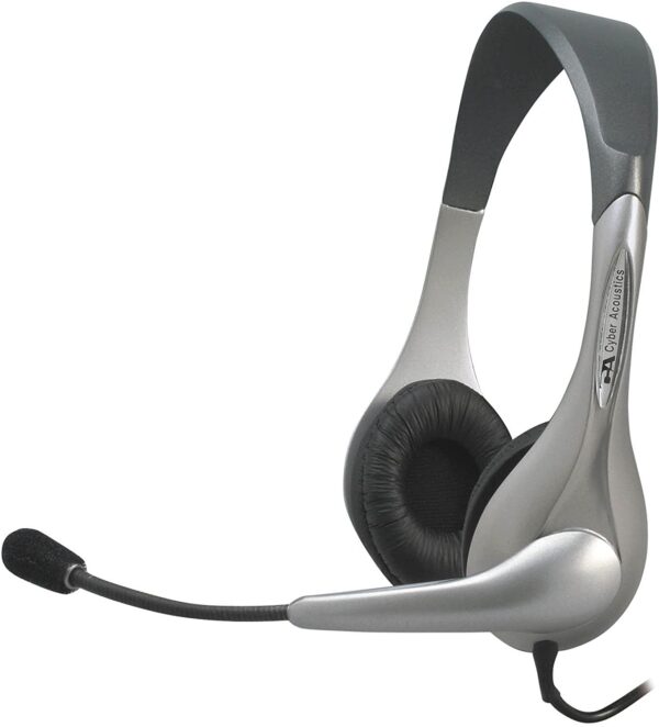 Cyber Acoustics AC-202B Silver Stereo Headset & Microphone