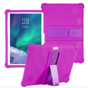 Hminsen Dragon Touch 10 Inch Silicon Case with Hand Strap Shoulder Belt Rotatable Stand Cover Light Purple