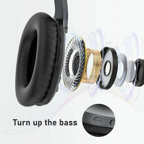 LETSCOM H10 Bluetooth 5 0 Over Ear Deep bass Hi Fi Sound Built in Mic Headphones Black 1