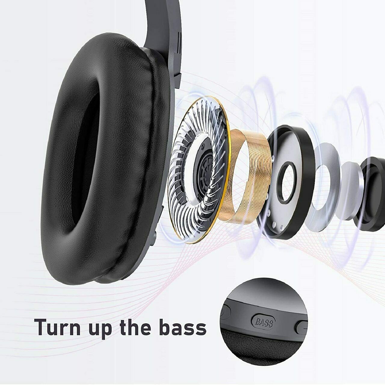 LETSCOM H10 Bluetooth 5 0 Over Ear Deep bass Hi Fi Sound Built in Mic Headphones Grey 1