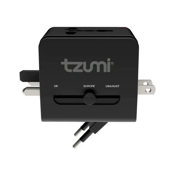 Tzumi International Travel Adapter BLACK