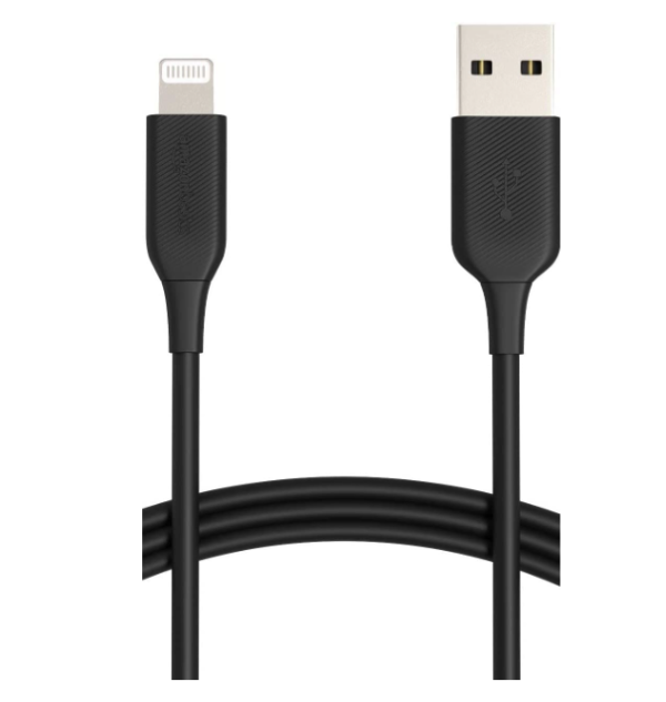 Amazon Basics ABS USB A to Lightning Cable Cord 3ft Black MFi Certified