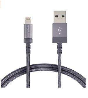 Amazon Basics Nylon Braided Lightning to USB A Cable 6ft Dark Gray MFi Certified
