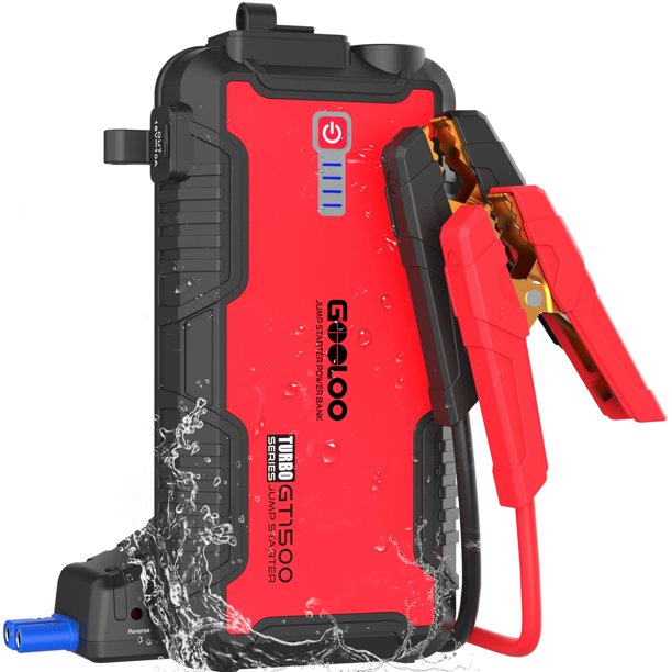 Gooloo GT1500 1500mAh Peak Car Jump Starter Auto Battery Booster - for up  to 8.0L Gas & 6.0L Diesel Engines