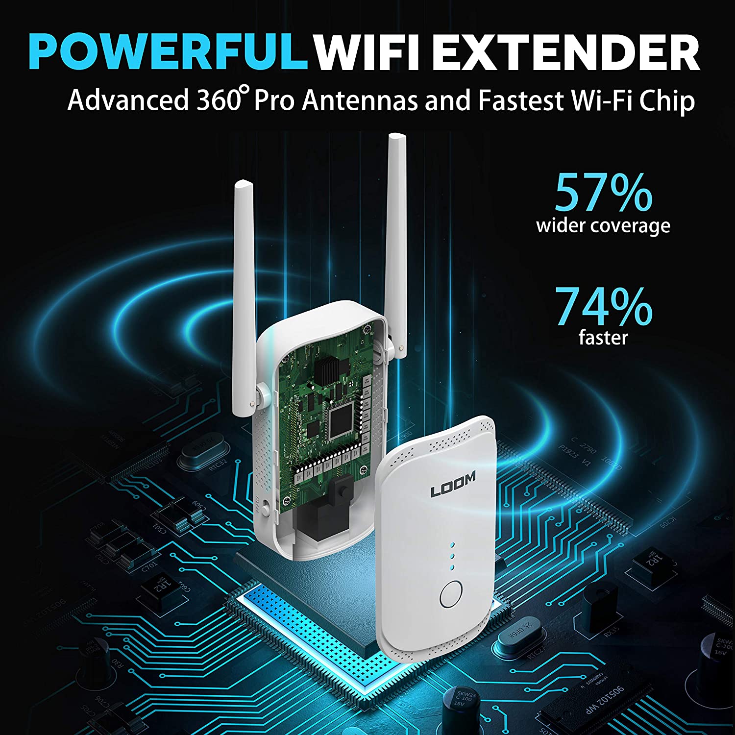 Loom 300Mbps Range Extender with Ethernet Port and Access Point 1Tap Setup Alexa Compatible 1