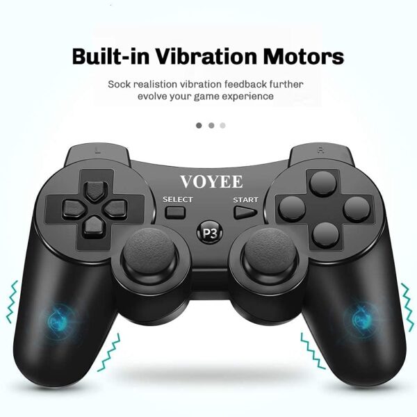 Voyee Gamepad with Upgraded Joystick Double Shock Compatible with Playstation 3 Wireless Black 2