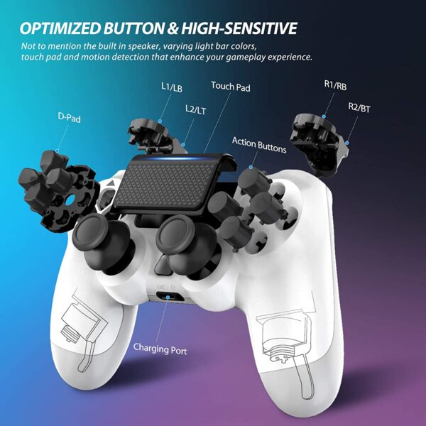 YCCTEAM Wireless Game Controller Compatible with PS4 Console White
