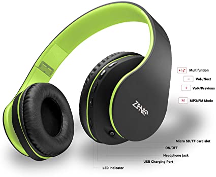 Zihnic 816 Bluetooth Over EarFoldable Wireless and Wired Stereo Headset Grey Black 2