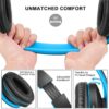 Zihnic Bluetooth Headphones Over Ear Foldable Wireless and Wired Stereo Headset Blue Black 1