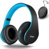 Zihnic Bluetooth Headphones Over Ear Foldable Wireless and Wired Stereo Headset Blue Black