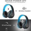 Zihnic Bluetooth Headphones Over Ear Foldable Wireless and Wired Stereo Headset Blue Black 4