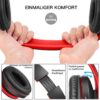 Zihnic Bluetooth Headphones Over Ear Foldable Wireless and Wired Stereo Headset Red Black 1