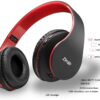 Zihnic Bluetooth Headphones Over Ear Foldable Wireless and Wired Stereo Headset Red Black 2