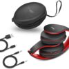 Zihnic Bluetooth Headphones Over Ear Foldable Wireless and Wired Stereo Headset Red Black 3