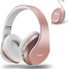 Zihnic Bluetooth Headphones Over Ear Foldable Wireless and Wired Stereo Headset Rose Gold