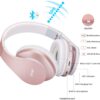 Zihnic Bluetooth Headphones Over Ear Foldable Wireless and Wired Stereo Headset Rose Gold 2