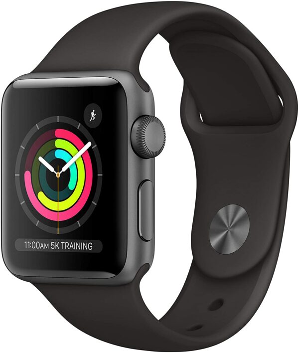 Apple Watch Series 3 Space Gray Aluminum Case with Black Sport Band 38mm 01
