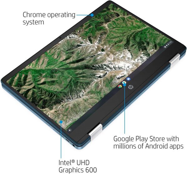 HP 14 Inch Chromebook 11A X360 4A 4GB DDR4 64GB eMMC Metallic Blue 01