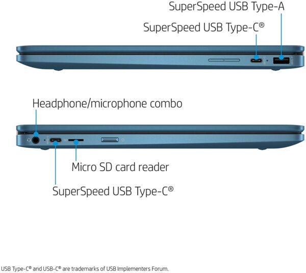 HP 14 Inch Chromebook 11A X360 4A 4GB DDR4 64GB eMMC Metallic Blue 04