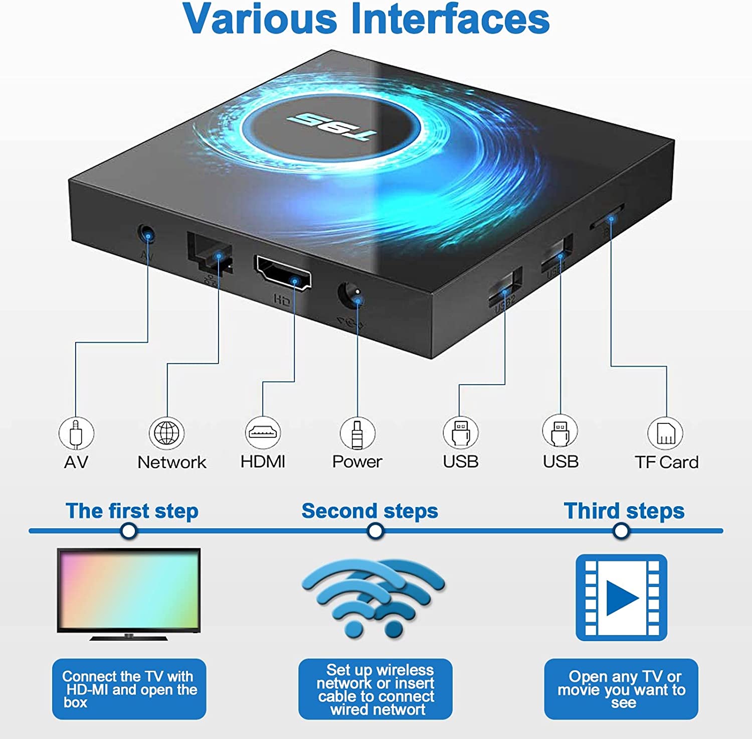 EASYTONE Android TV Box 10.0, Android Box TV 4GB RAM 64GB ROM H616  Quad-Core CPU Smart TV Box Android Supports 2.4/5G WiFi Ethernet BT4.0 4K  6K TV Box