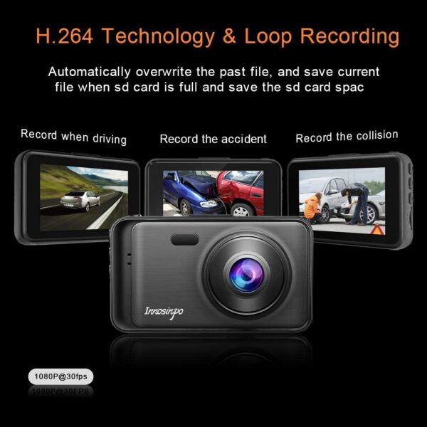 Innosinpo 1080P FHD DVR Car Dashboard Camera Recorder with 3 Inch LCD Screen 1