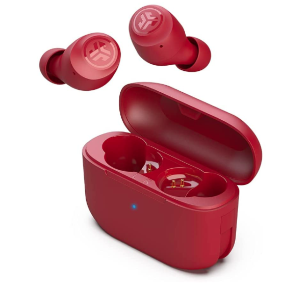 JLab Go Air Pop True Wireless Bluetooth Earbuds with Charging Case Red