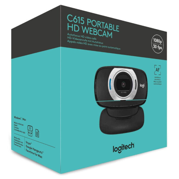 Logitech HD Laptop Webcam C615 with Fold and Go Design 360 Degree Swivel 1080p Camera