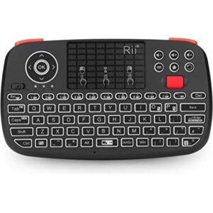 Rii Upgrade i4 Mini Bluetooth Keyboard with Touchpad Blacklit Portable Wireless Keyboard with 2 4G USB Dongle Black