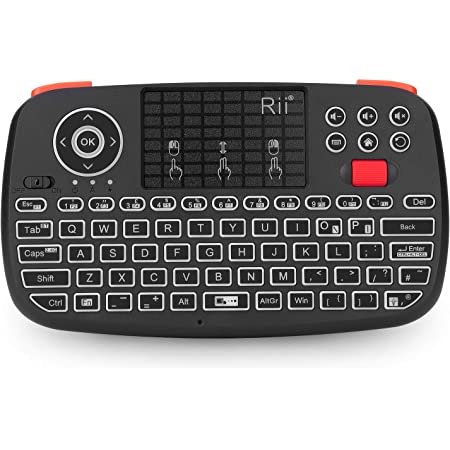 Rii Upgrade i4 Mini Bluetooth Keyboard with Touchpad Blacklit Portable Wireless Keyboard with 2 4G USB Dongle Black