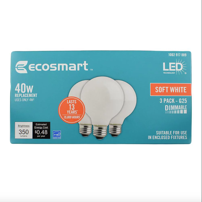 EcoSmart LED A19 Dimmable 40W Bulbs 4 Pack