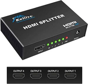 Keliiyo Powered HDMI Video Splitter with AC Adaptor 1 Input to 4 Outputs