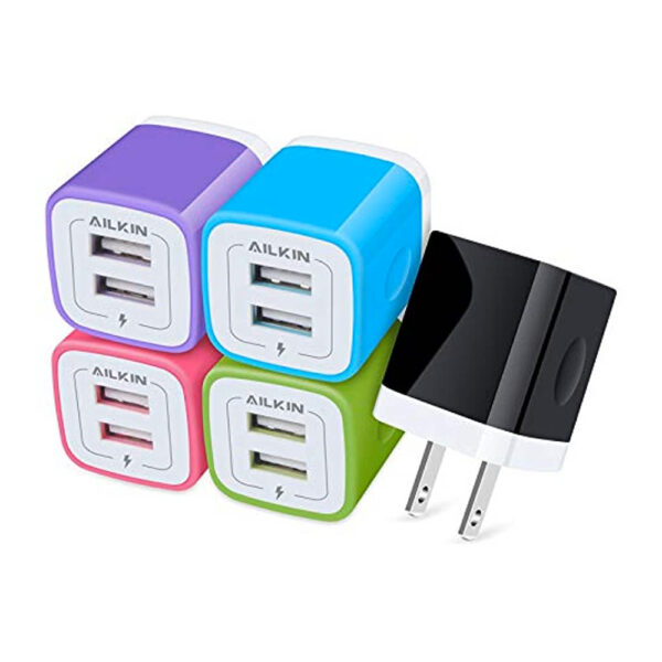 Ailkin Dual Usb Wall Adapter Assorted Colors