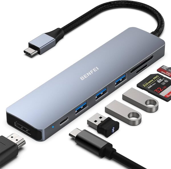 BENFEI 7in1 USB C Multiport Adapter with HDMI Silver