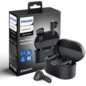 PHILIPS True Wireless in Ear Earbuds with Charging Case Black